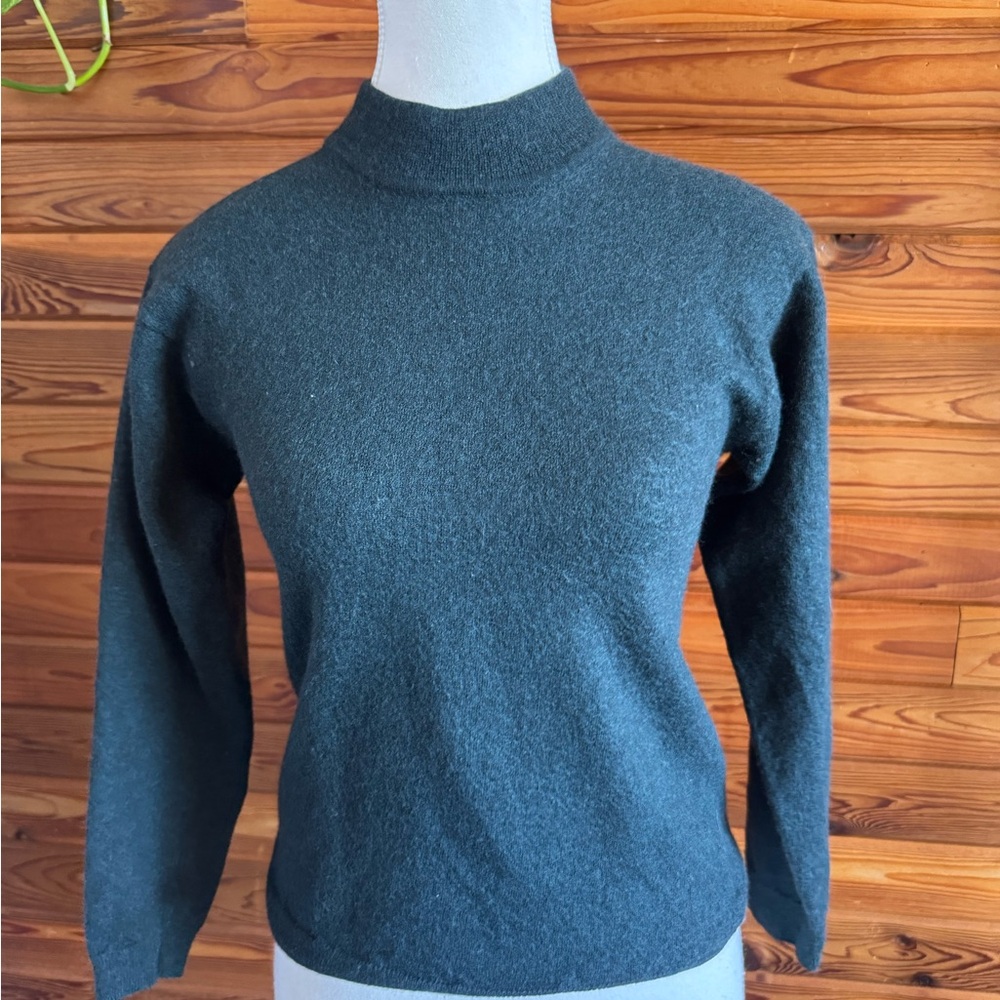 Women's Mock Neck Sweater in Dark Green